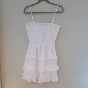 White Ruffled Tiered Spaghetti Strap Dress